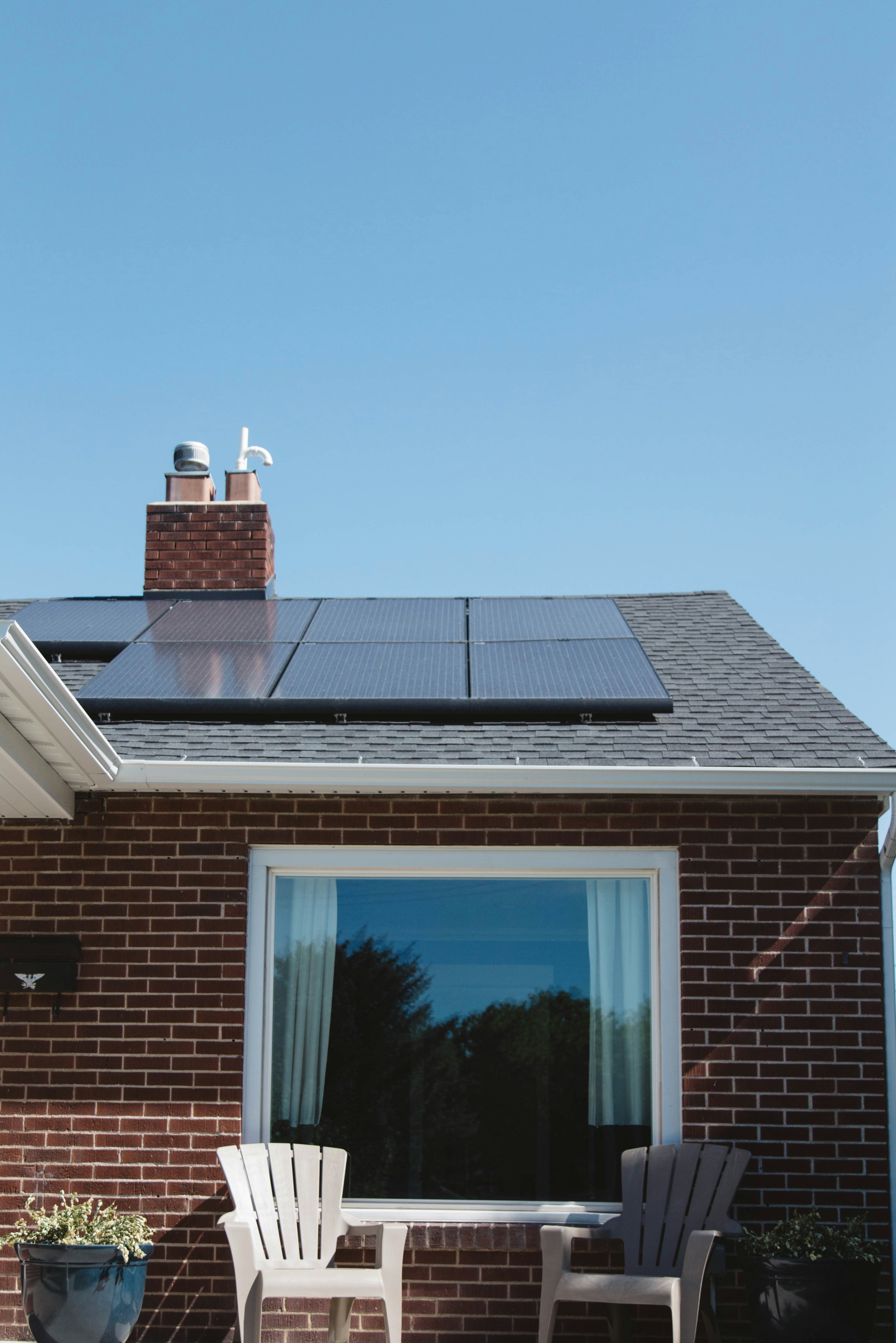 Solar panels on the roof of a lived-in home